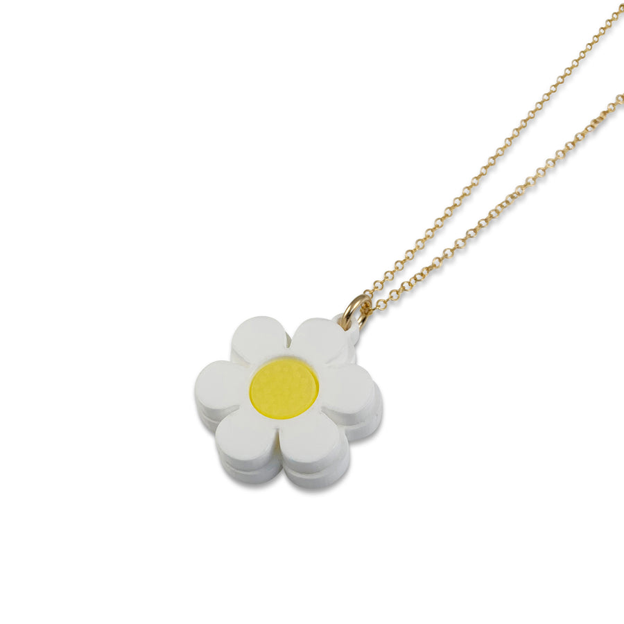 Jennifer Loiselle laser cut acrylic daisy pendant charm necklace