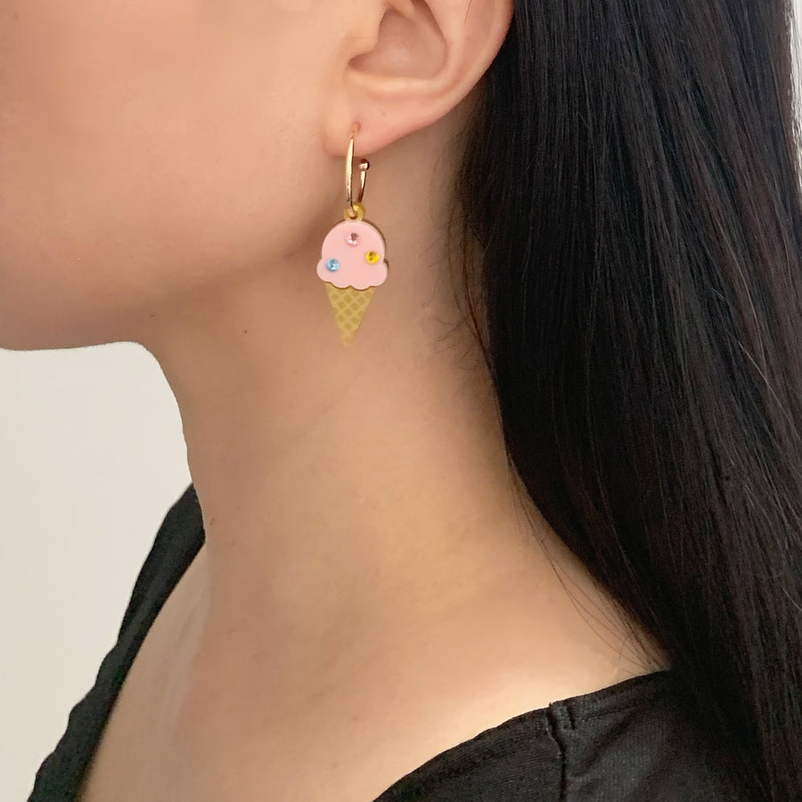 Jennifer Loiselle laser cut acrylic Ice Cream Hoop earrings
