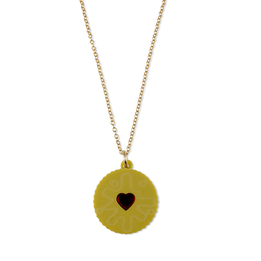 Jennifer Loiselle  Jammie Dodger laser cut acrylic pendant charm necklace