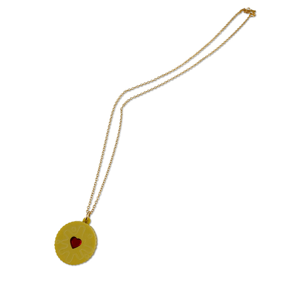 Jennifer Loiselle  Jammie Dodger laser cut acrylic pendant charm necklace