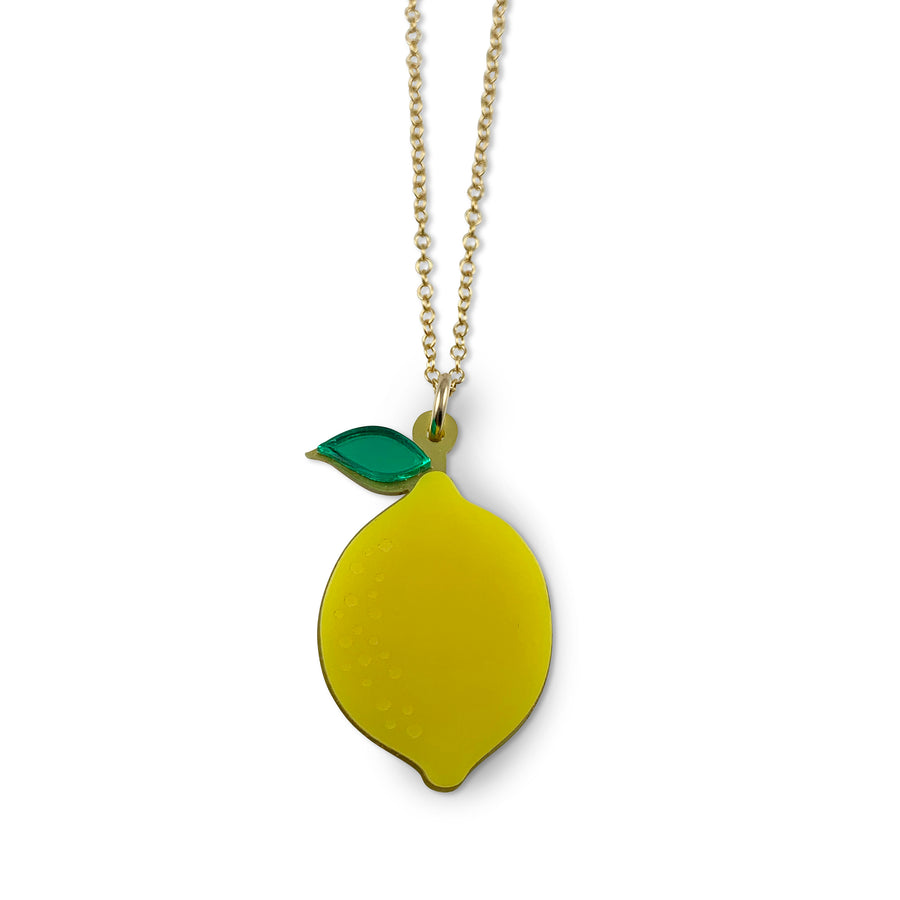 Jennifer Loiselle Lemon acrylic pendant charm necklace