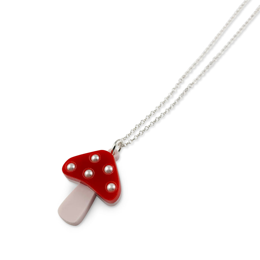 Jennifer Loiselle laser cut acrylic mushroom pendant charm necklace