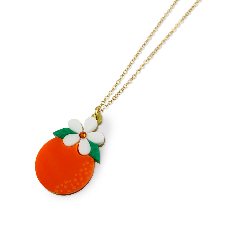 Jennifer Loiselle Orange Blossom laser cut acrylic charm pendant necklace