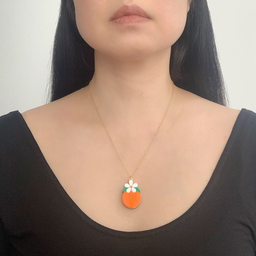 Jennifer Loiselle Orange Blossom laser cut acrylic charm pendant necklace