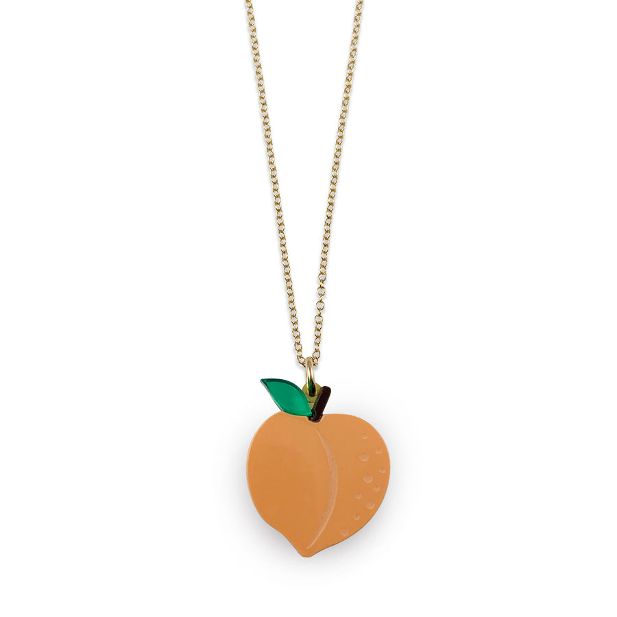Jennifer Loiselle laser cut acrylic peach pendant charm necklace