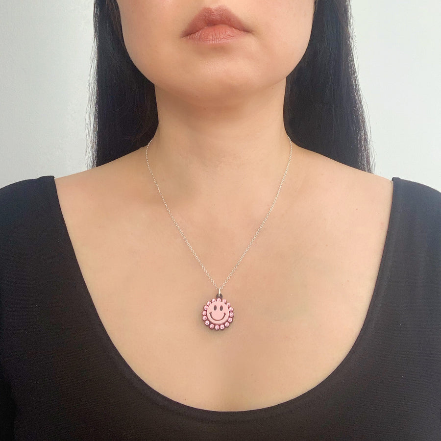 Jennifer Loiselle Smiley Face acrylic pendant charm necklace