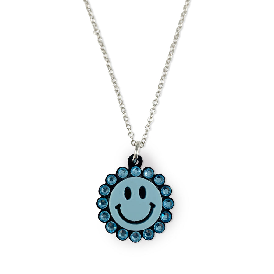 Jennifer Loiselle laser cut acrylic smiley face pendant charm necklace