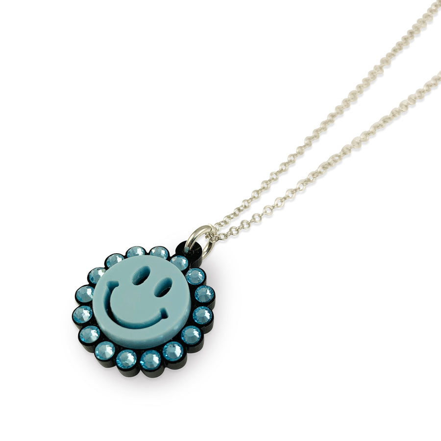 Jennifer Loiselle laser cut acrylic smiley face pendant charm necklace