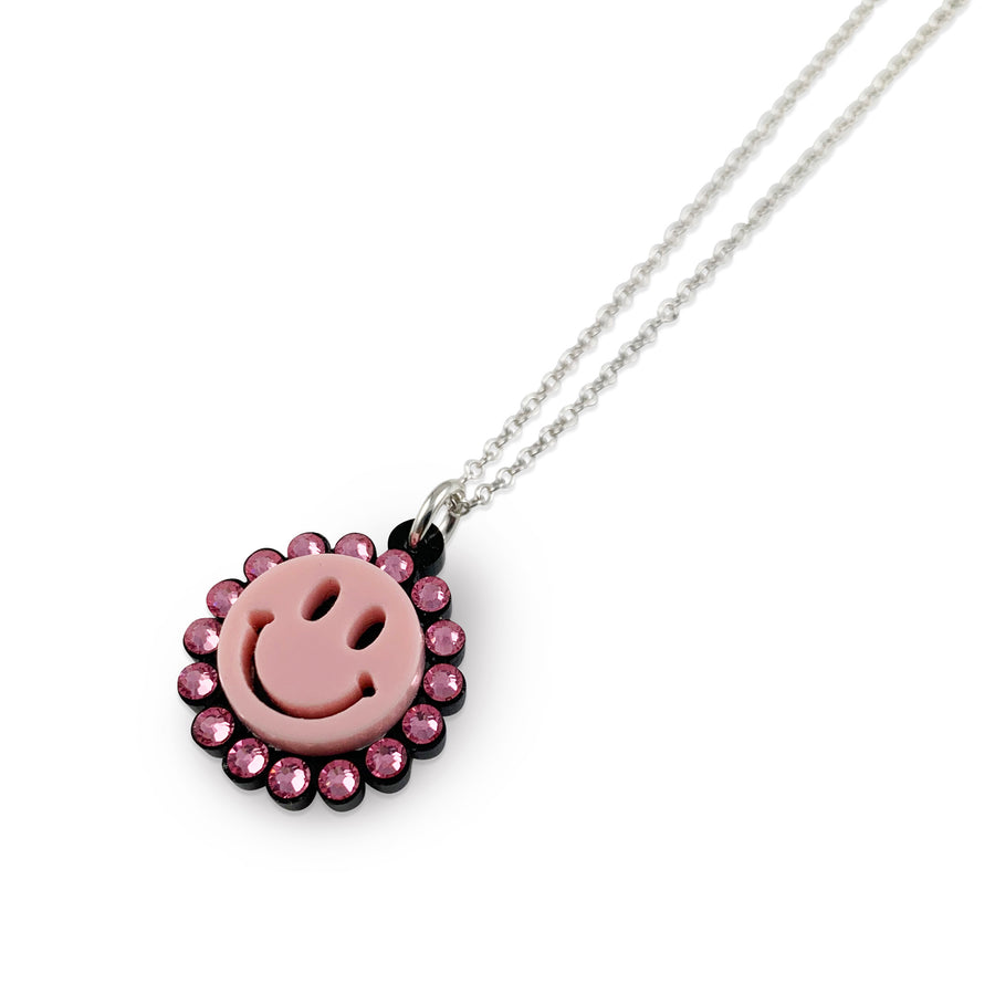Jennifer Loiselle laser cut acrylic smiley face pendant charm necklace