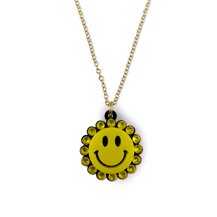 Jennifer Loiselle laser cut acrylic smiley face pendant charm necklace