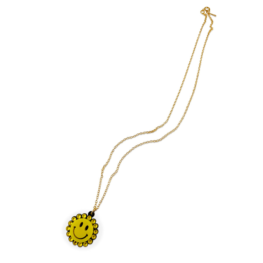 Jennifer Loiselle laser cut acrylic smiley face pendant charm necklace