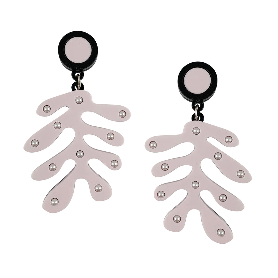 Jennifer Loiselle Matisse Cut Our Leaf Pearl acrylic statement earrings