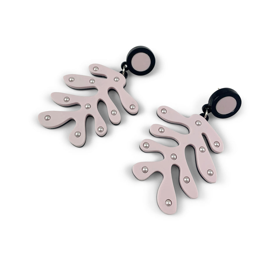 Jennifer Loiselle Matisse Cut Our Leaf Pearl acrylic statement earrings