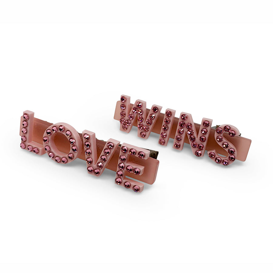 Jennifer Loiselle Love Wins Word Swarovski Hair Clips