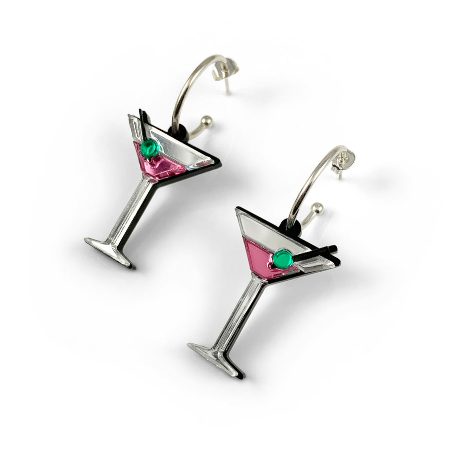 Jennifer Loiselle Shaken Not Stirred Martini Hoop Earrings