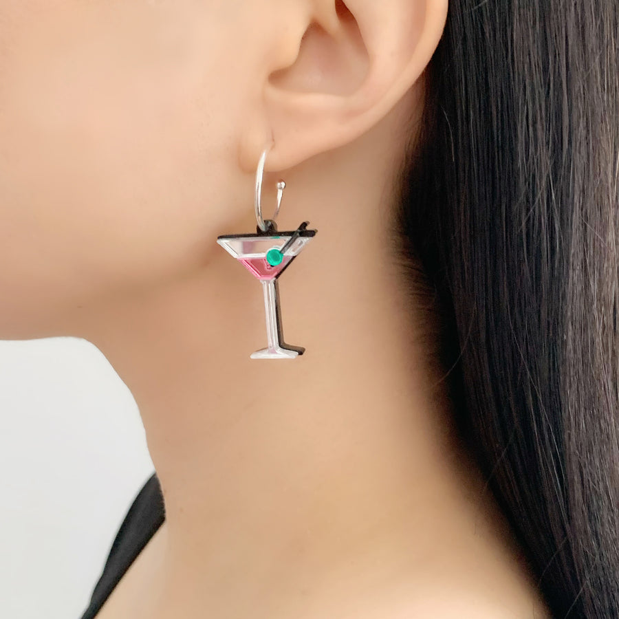 Jennifer Loiselle Shaken Not Stirred Martini Hoop Earrings