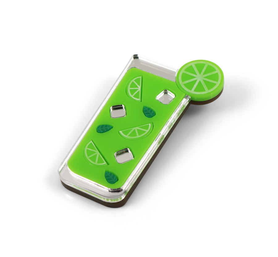 Jennifer Loiselle laser cut acrylic Mojito cocktail brooch