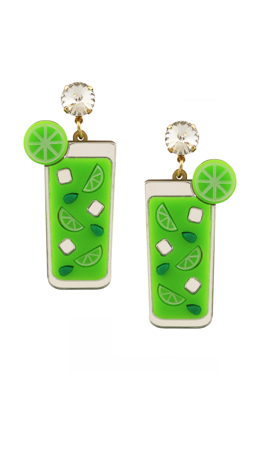 Jennifer Loiselle laser cut acrylic Mojito cocktail earrings