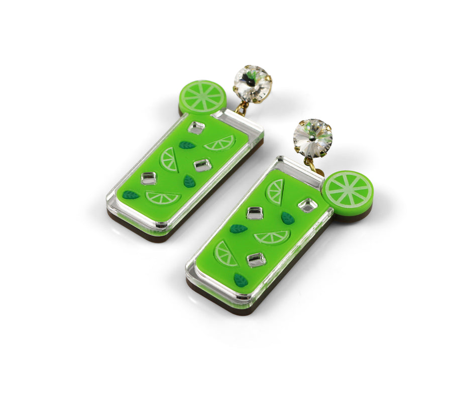 Jennifer Loiselle laser cut acrylic Mojito cocktail earrings