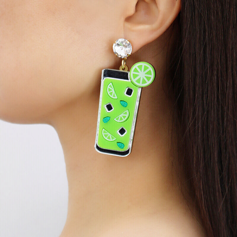 Jennifer Loiselle laser cut acrylic Mojito cocktail earrings