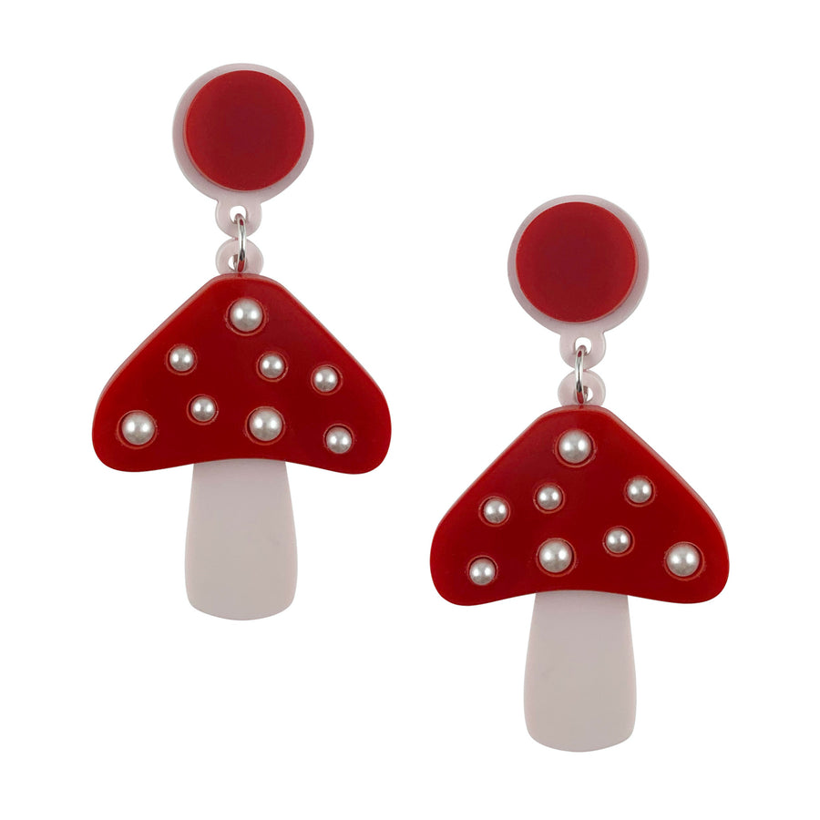 Jennifer Loiselle laser cut mushroom acrylic earrings