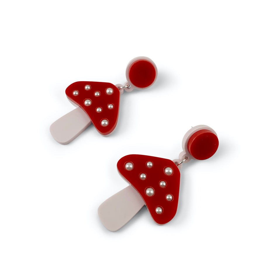 Jennifer Loiselle laser cut mushroom acrylic earrings