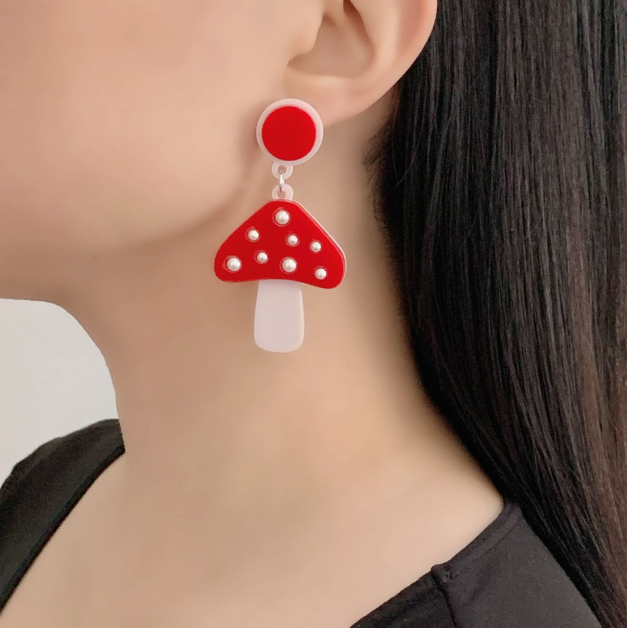 Jennifer Loiselle laser cut mushroom acrylic earrings