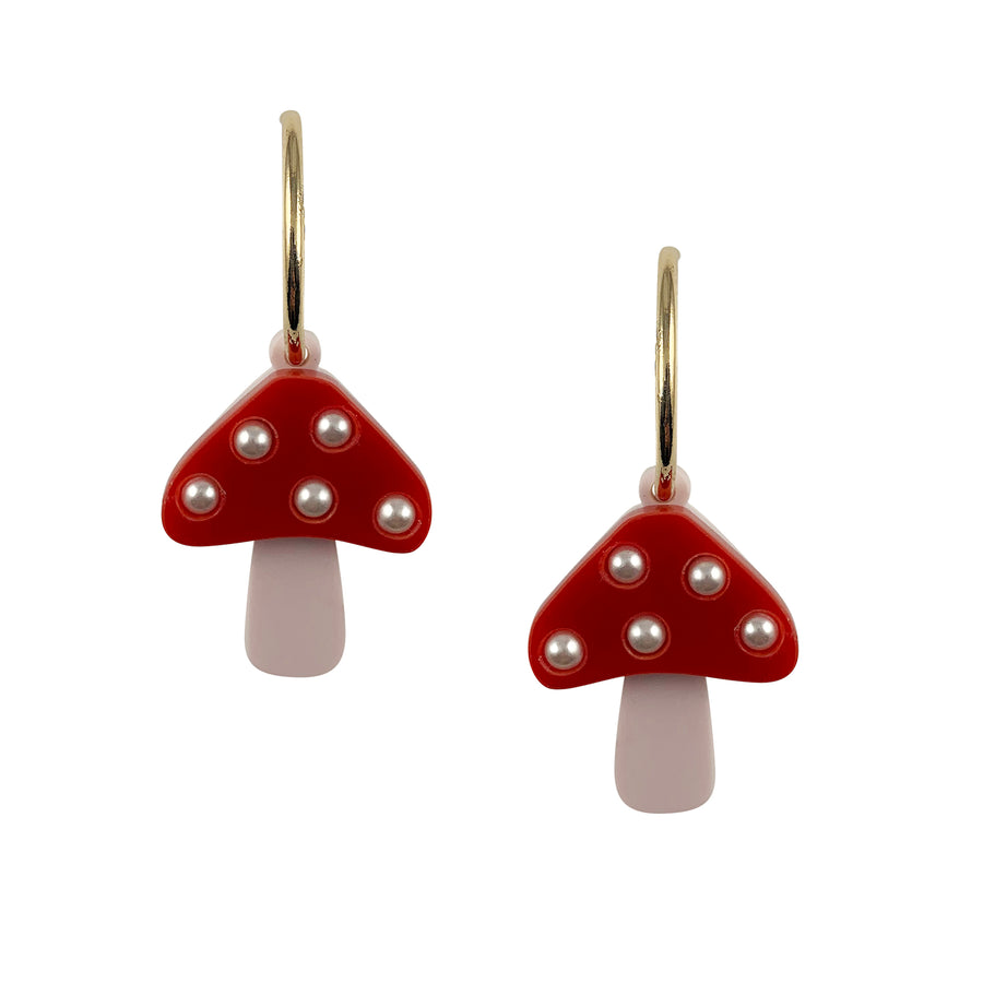 Jennifer Loiselle laser cut acrylic mushroom hoop earrings