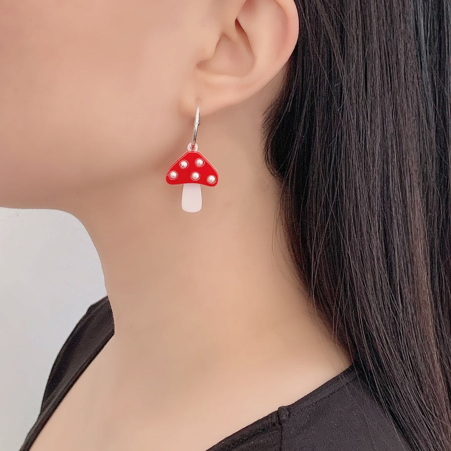 Jennifer Loiselle laser cut acrylic mushroom hoop earrings
