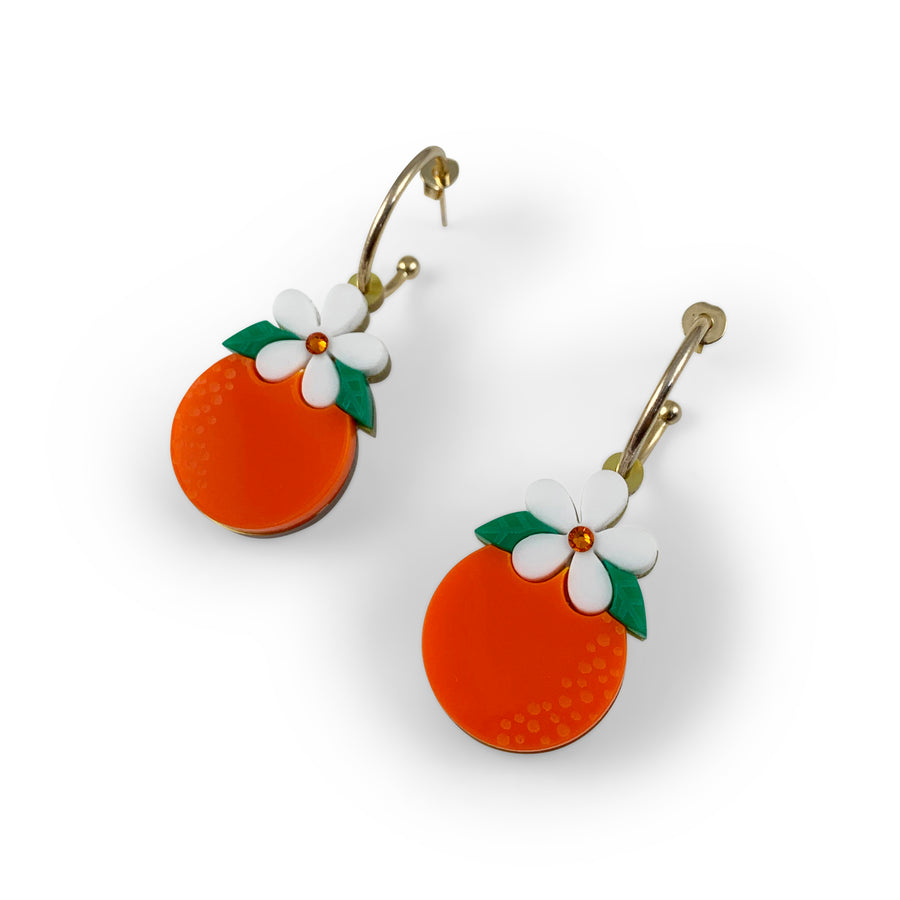 Jennifer Loiselle Orange Blossom Fruit  Hoop Earrings