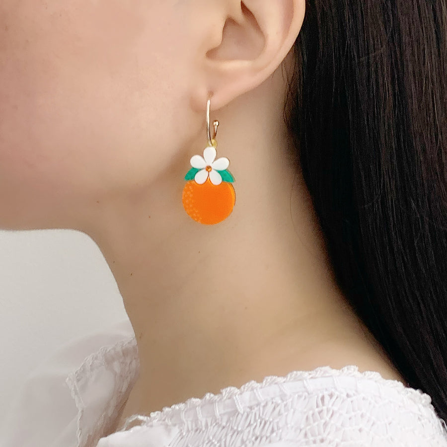 Orange Blossom Hoop Earrings