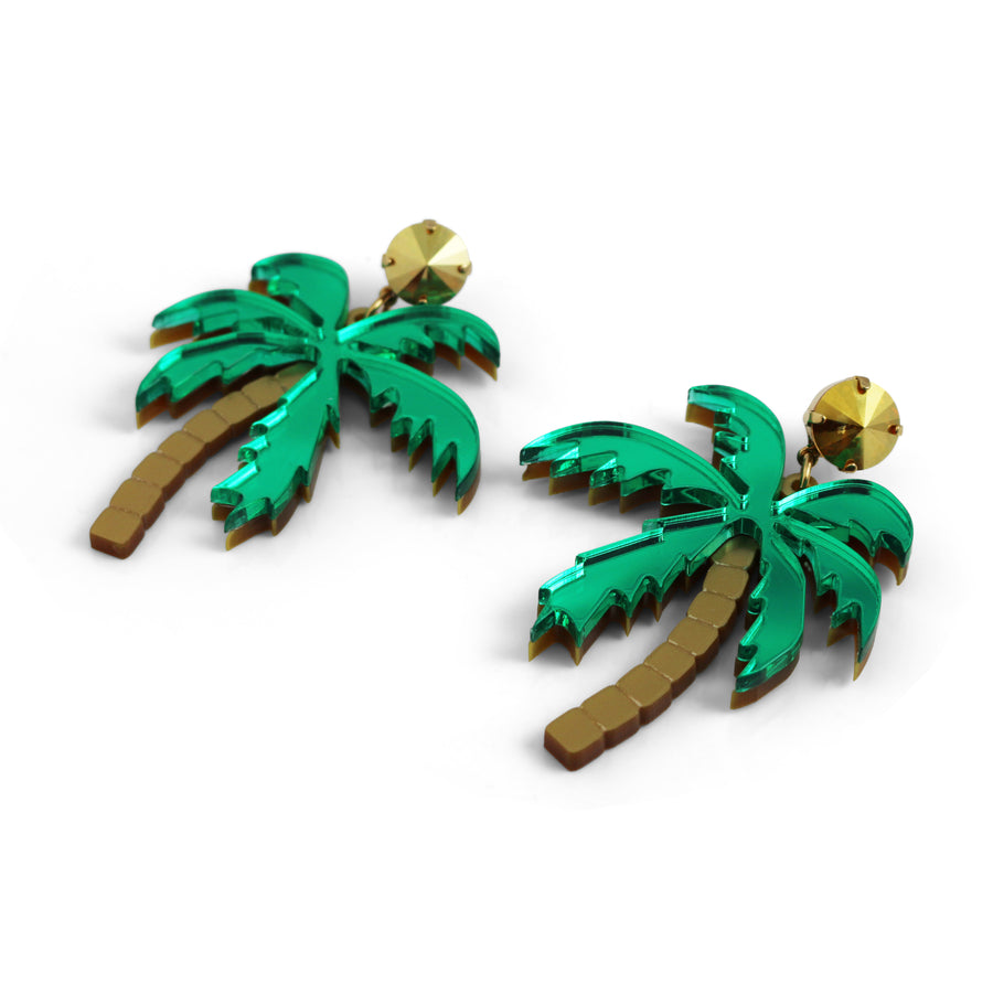 Jennifer Loiselle laser cut mirror acrylic Palm Tree earrings
