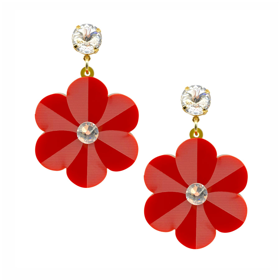 Jennifer Loiselle laser cut acrylic pansy flower earrings