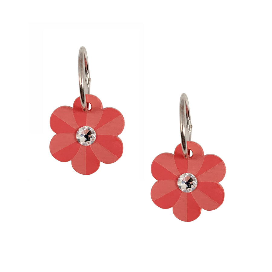 Jennifer Loiselle laser cut acrylic pansy flower hoop earrings