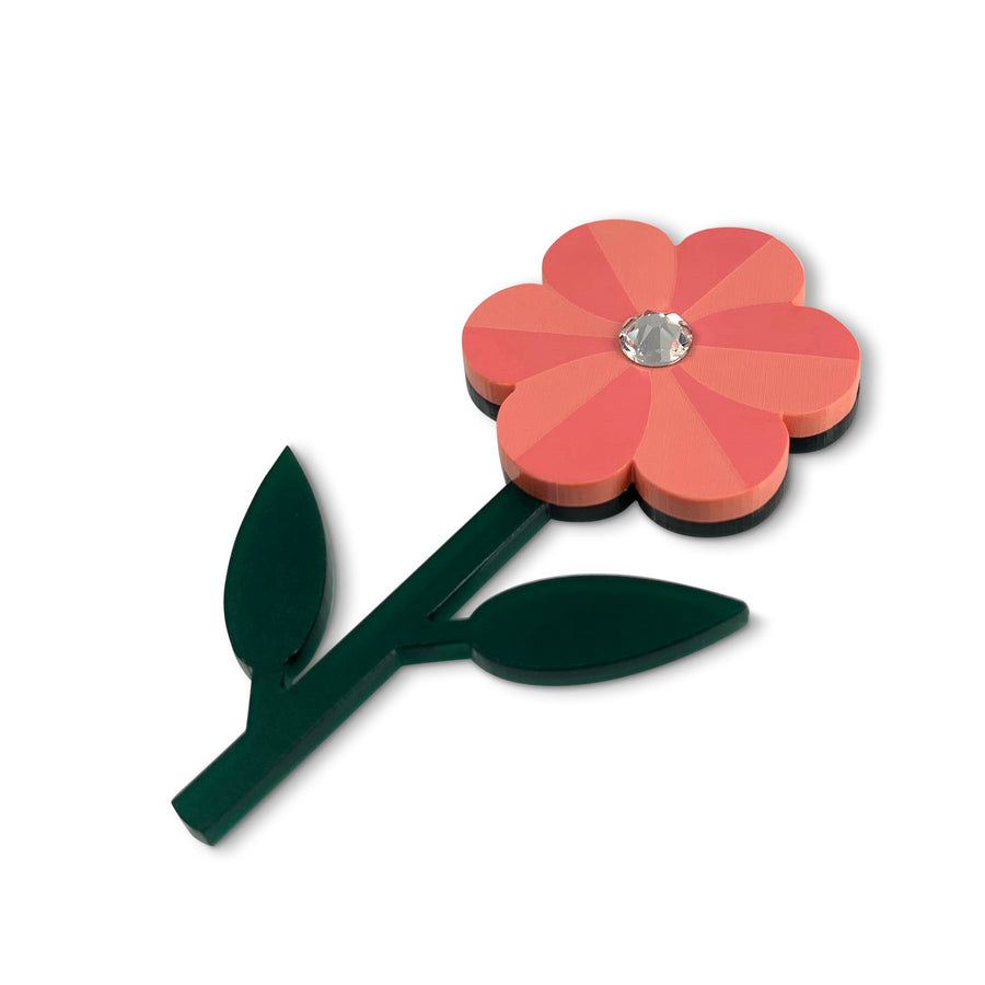 Jennifer Loiselle laser cut acrylic pansy flower brooch