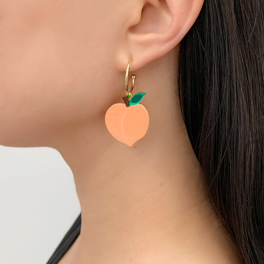 Jennifer Loiselle laser cut acrylic Peach fruit earrings