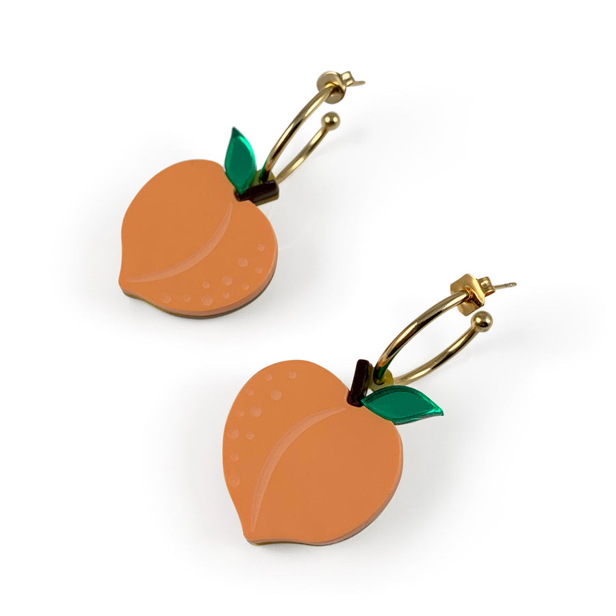 Jennifer Loiselle laser cut acrylic Peach fruit earrings