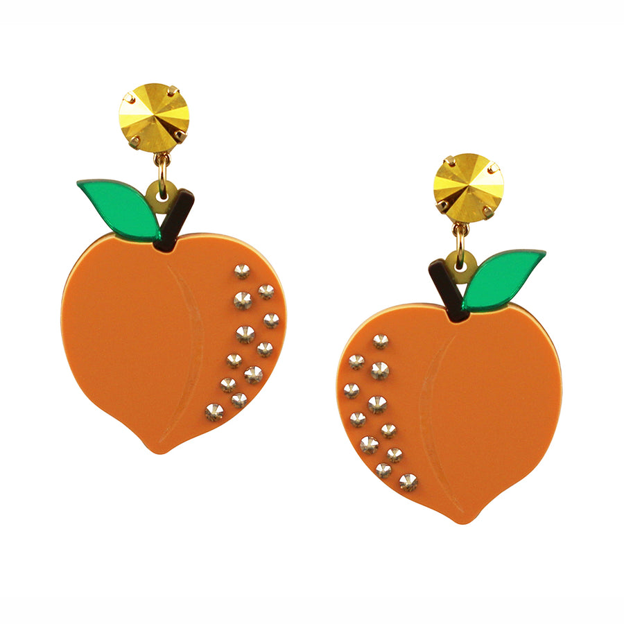Jennifer Loiselle laser cut acrylic peach fruit earrings