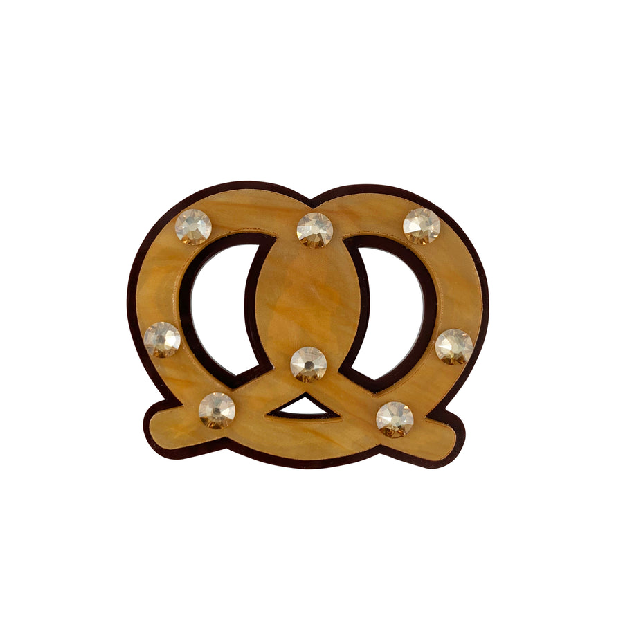 Jennifer Loiselle laser cut acrylic Pretzel novelty food statement brooch