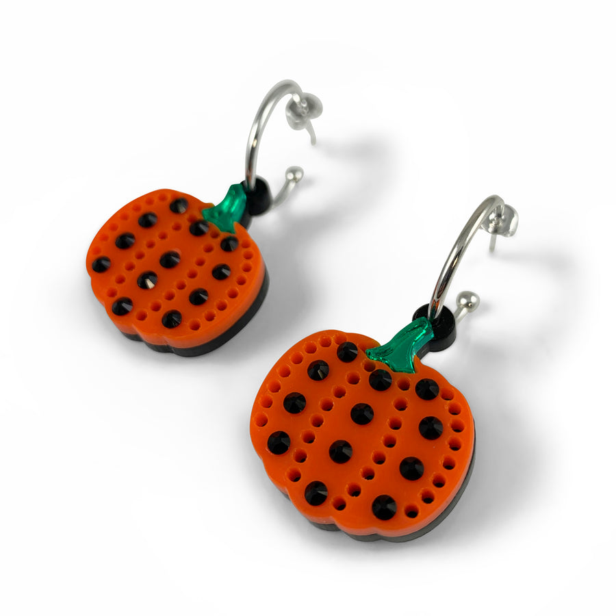 Jennifer Loiselle Laser Cut Acrylic Pumpkin Hoop Earrings