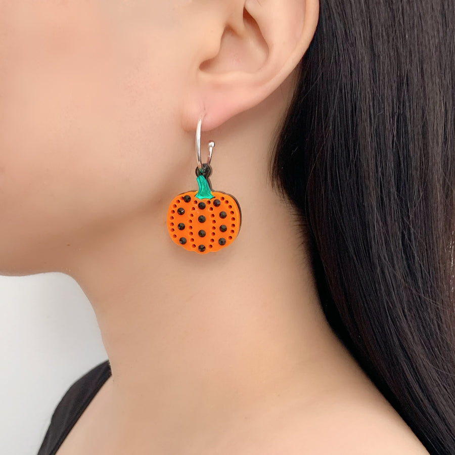 Jennifer Loiselle Laser Cut Acrylic Pumpkin Hoop Earrings