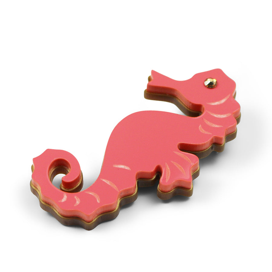 Jennifer Loiselle laser cut Perspex seahorse brooch