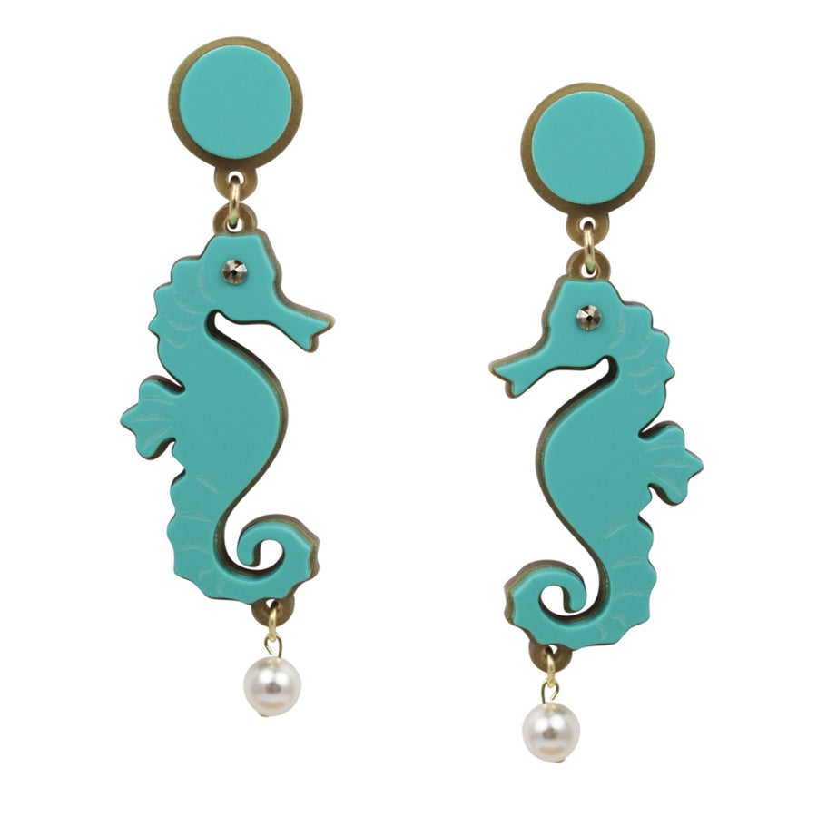 Jennifer Loiselle laser cut Perspex seahorse earrings
