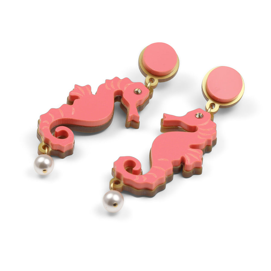 Jennifer Loiselle laser cut Perspex seahorse earrings