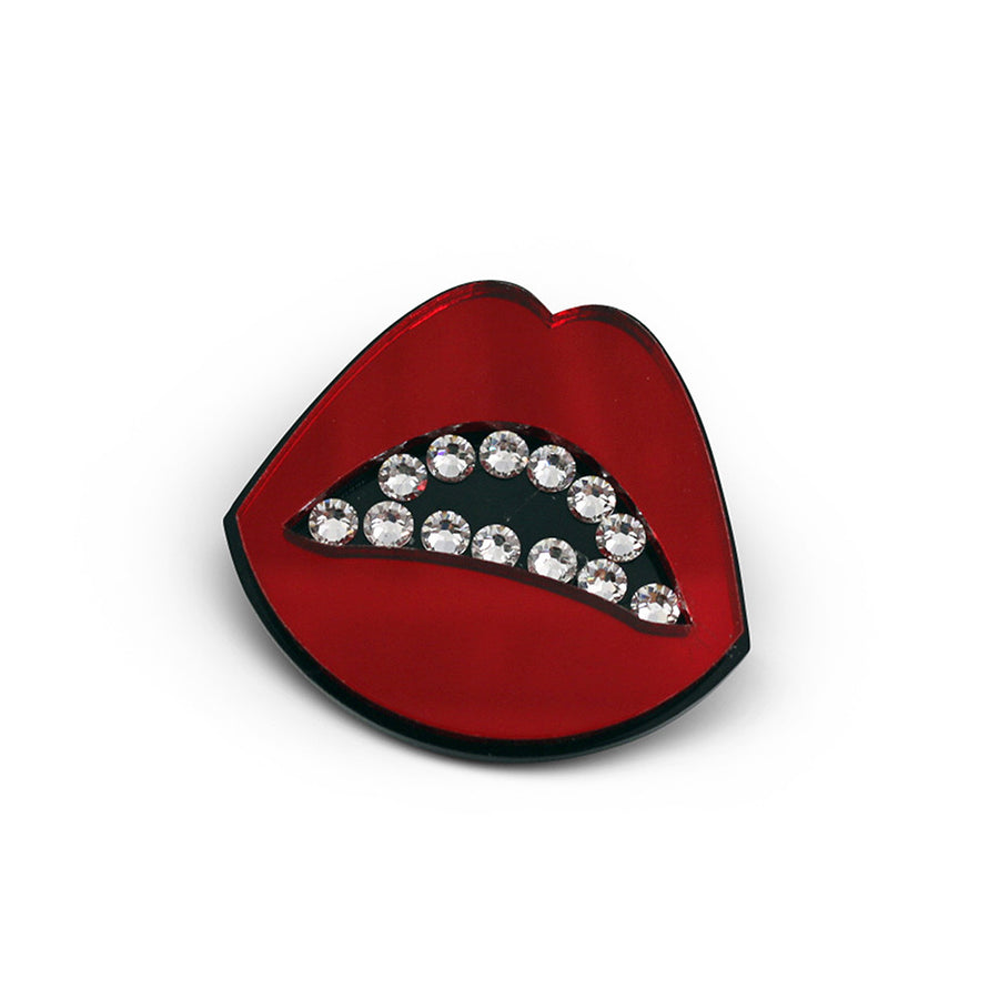 Jennifer Loiselle laser cut acrylic lips brooch