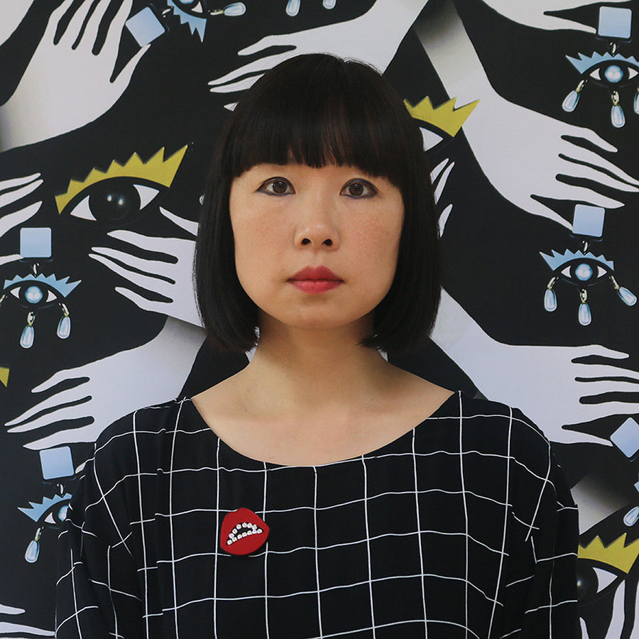 Jennifer Loiselle laser cut acrylic lips brooch