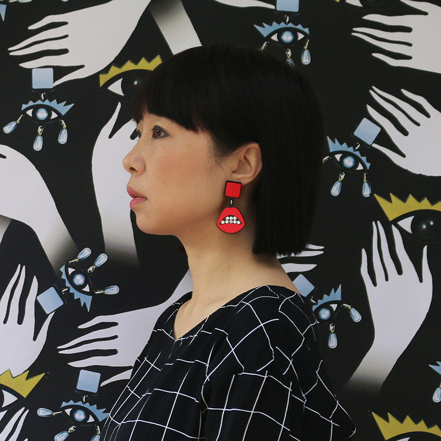 Jennifer Loiselle laser cut acrylic lips earrings