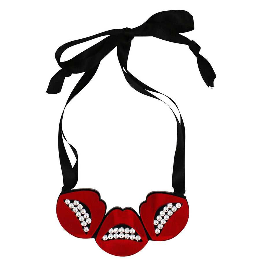 Jennifer Loiselle laser cut acrylic lips necklace