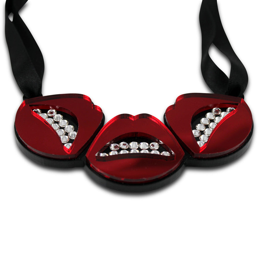 Jennifer Loiselle laser cut acrylic lips necklace