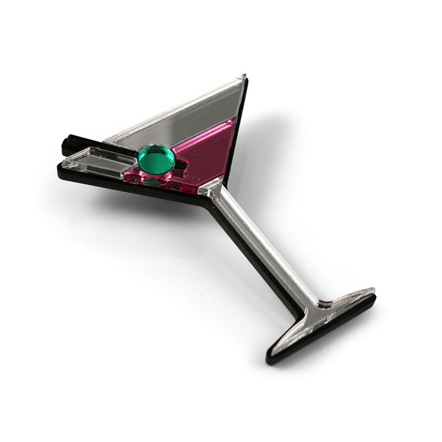 Jennifer Loiselle laser cut perspex martini statement brooch